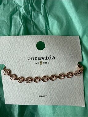 Pura Vida Rose Gold Mini Wave Anklet Bracelet